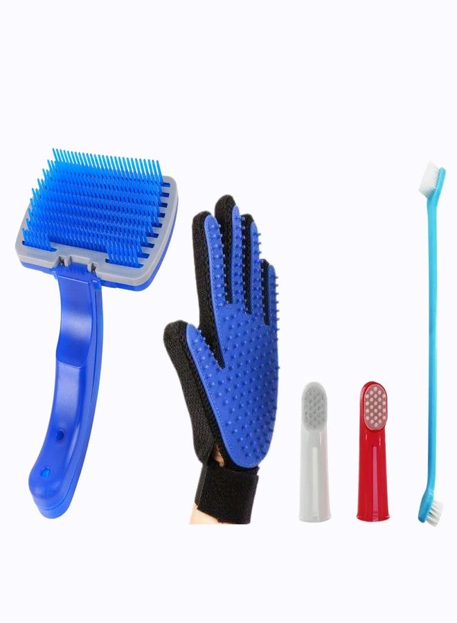 REGIIS Multicolor Pet Grooming & Oral Care Kit - Brush, Glove & Toothbrush Set for Dogs & Cats, Pack of 3 - Image 1